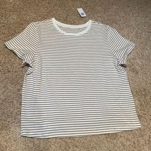 Old Navy crop tee (ivory with brown stripes)